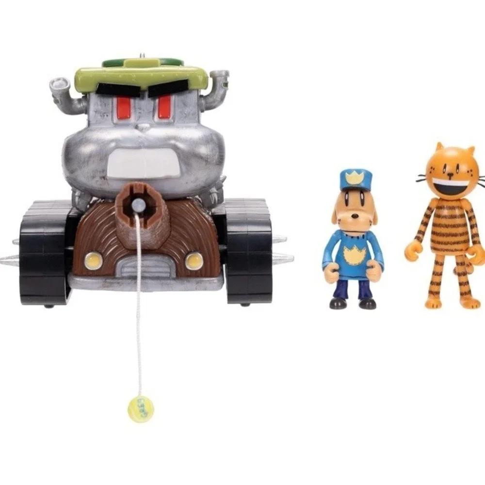 (b32/13)AKKS Dog Man Squirrel Tank Shooter Vehicle Playset with Petey &Dog Man